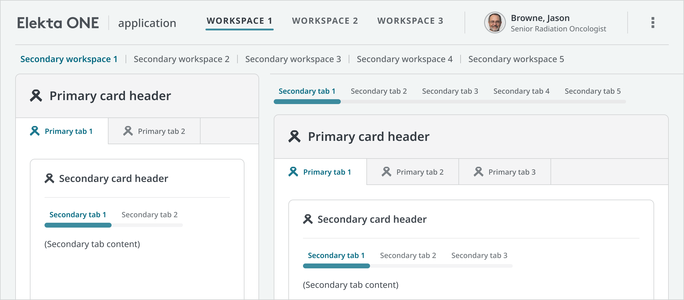 Visual hierarchy of workspaces and tabs.
