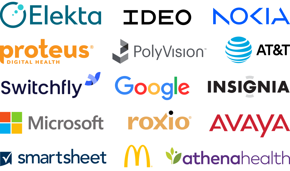Company logos denoting work experience